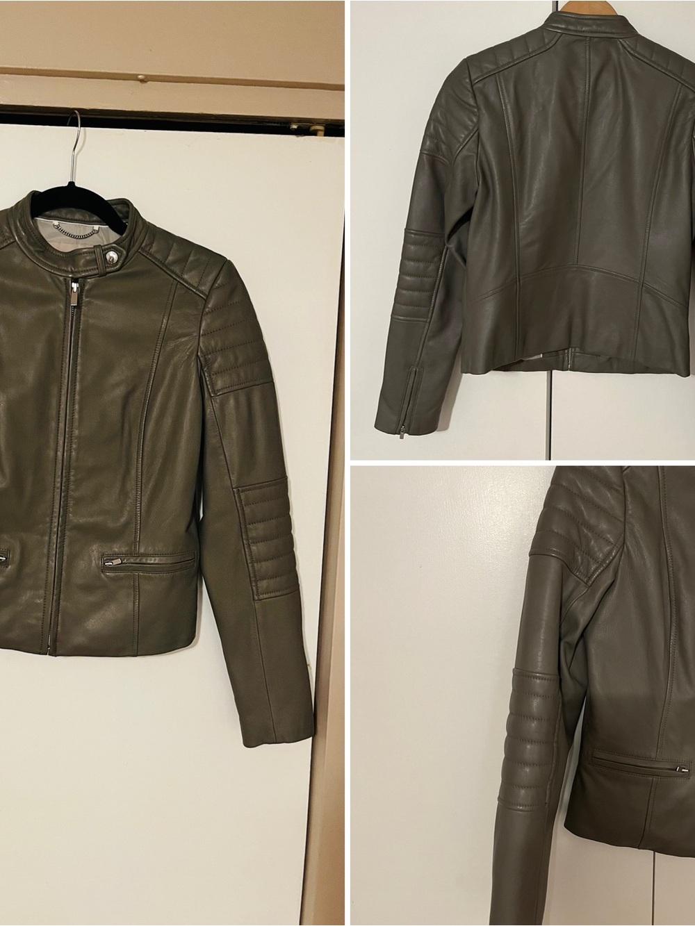 Banana Republic Olive Faux Leather Moto Jacket